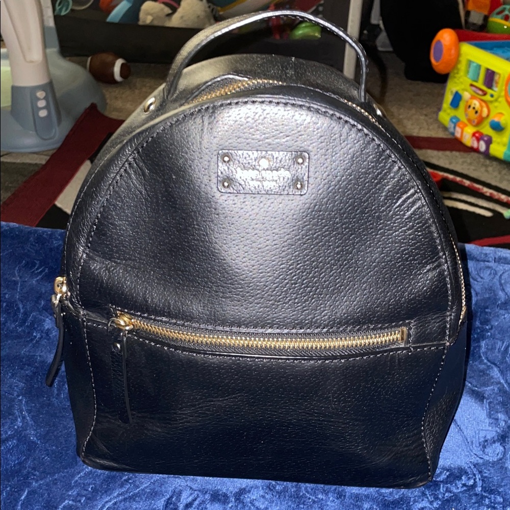 Kate Spade Sammi Black Leather Minni Backpack 10”W x 9”H
